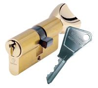 Vachette Cylindre de Serrure Mécanique FIRST pour Porte - à Bouton 30x30mm - Mécanisme 5 Goupilles Sécurisé - 3 Clés - Installation Facile - Garantie 2 Ans - Finition Laiton