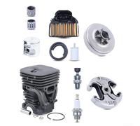 Cylindre de tronçonneuse Hus 455 460 pour kit de piston 47 mm avec tambour d'embrayage, filtre à air, valve de décompression et roulement à aiguille Repl 537320402
