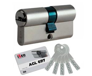 Cylindre double ISR6 s'entrouvrant - variure AGL697 - 30x30 mm - laiton nickelé ISEO