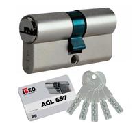 Cylindre double ISR6 s'entrouvrant - variure AGL697 - 35x40 mm - laiton nickelé ISEO