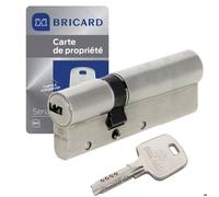 Cylindre porte double entrée 35 x 55 mm serrure à barillet 4 clés Serial W10 BRICARD