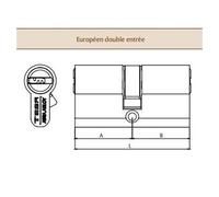 TESA M6503010N Cylindre européen T60, 30 x 10 mm, finition nickelée, came courte, profil européen