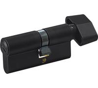 Cylindre WC avec bouton tournant intérieur, 35,5/27,5 mm, laiton noir mat