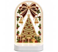 Cymwer Arbre de Noël avec nœud veilleuse DIY 5D LED chaud | Kit DIY 5D de vacances, étagère de cheminée pour adultes, déco bureau/chambre à coucher, installation facile (arbre de Noël