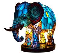 Cymwer Lampe de table en verre coloré série animaux, licorne, sirène, tortue de mer, lampe de table teintée, lion, dauphin, loup, résine teintée, veilleuse en forme d'animal, hibou, cheval,
