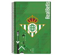 CYP BRAND Real Betis Balompié Carnet Bloc, Spirale, Quadrillé, Matériel scolaire, Couleur Vert, Produit officiel, vert, Estandar, Betis Cahier Folio 80 feuilles