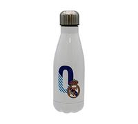 CYP BRANDS Real Madrid Bouteille d'eau en acier inoxydable, fermeture hermétique, lettre O bleue, 550 ml, Blanc