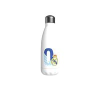 CYP BRANDS Real Madrid Bouteille d'eau en acier inoxydable, fermeture hermétique, lettre Q bleue, 550 ml, Blanc