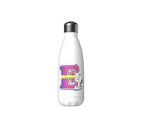 CYP BRANDS Snoopy-Bouteille d'eau en Acier Inoxydable Snoopy, Fermeture Hermétique, avec Motif Lettre E Multicolore, 550 ml, Couleur Blanche, Produit Officiel