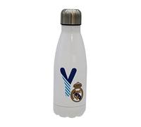 CYPBRANDS Real Madrid Bouteille d'eau en acier inoxydable avec fermeture hermétique avec lettre et bleu 550 ml Blanc