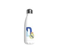 CYPBRANDS Real Madrid Bouteille d'eau en acier inoxydable, fermeture hermétique, lettre D bleue, 550 ml, Blanc