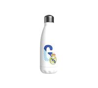 CYPBRANDS Real Madrid Bouteille d'eau en acier inoxydable, fermeture hermétique, lettre G bleue, 550 ml, Blanc
