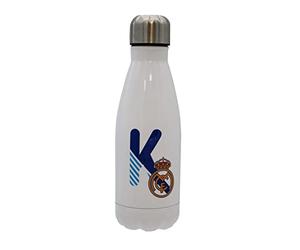 CYPBRANDS Real Madrid Bouteille d'eau en acier inoxydable, fermeture hermétique, lettre K en bleu, 550 ml