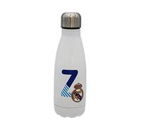 CYPBRANDS Real Madrid Bouteille d'eau en acier inoxydable, fermeture hermétique, lettre Z bleue, 550 ml, Blanc