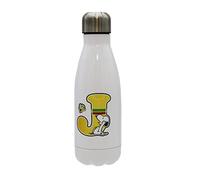 CYPBRANDS Snoopy Bouteille d'eau en acier inoxydable avec fermeture hermétique Lettre J multicolore Blanc 550 ml