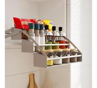 CYPOSLDN Rangement Caché pour Armoire De Cuisine Supérieure, Étagère Escamotable, Organisateur D'armoire À Étagère Escamotable, Organisateur Rétractable pour Bouteilles D'épices,3 Layers