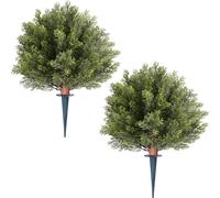 Cypprès artificiels topiaires avec piquet, lot de 2 arbustes et buissons artificiels de 406 mm, plantes en pot, arbres en soie artificielle d'aspect réaliste pour la décoration du porche, de l'extérie