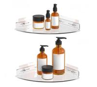 Cyrank 2 pièces étagères de Douche d'angle en Acrylique, étagère de Salle de Bain Murale avec Coin adhésif Triangle étagère Suspendue Support de Rangement de Douche Transparent