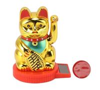 Cyrank Bras Agitant De Chat Porte-Bonheur, Chat Agitant à énergie Solaire, Chat Japonais Maneki Neko, Chat De Fortune Solaire avec Patte De Main Agitée pour Feng Shui Accueillant la Décoration (Or)