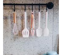 Cyrank Ensemble de 5 Ustensiles de Cuisine en Silicone Rose, Mini Spatule, Fouet, Pelle et Pince Alimentaire, Résistant à la Chaleur, Facile à Nettoyer, Idéal pour la Pâtisserie et la Cuisine