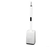 CYRENT Brosse de toilette à long manche avec support, portée flexible de 50 cm, base ventouse, brosse à récurer en caoutchouc souple pour salle de bain