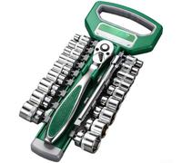 CYRENT Jeu de clés à cliquet 72 dents en acier Cr-V métrique (E) | Engrenage à 72 dents, pivotement à 5 degrés, espace restreint pour l'accès, finition chromée, tailles métriques incluses