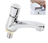 CYRENT Robinet de lavabo simple en alliage de zinc pour toilettes publiques, robinet temporisé, économie d'eau, finition chromée pour école et centre commercial