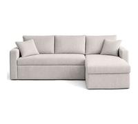 BestMobilier - Canapé d'angle 4 places Cyrus - convertible avec coffre, velours côtelé Gris clair