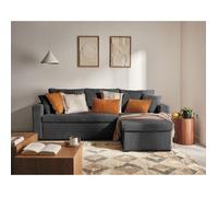 BestMobilier Canapé Cyrus 4 places avec coffre en velours côtelé gris foncé