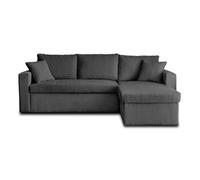 BestMobilier Canapé Cyrus 4 places avec coffre en velours côtelé gris foncé