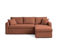 Best mobilier Canapé d'angle Cyrus 4 places réversible convertible coffre velours côtelé Terracotta