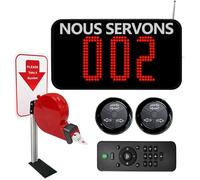 CYSSJF Gestion de File d'Attente (Appel en Français) | Afficheur de File d'Attente (3 Chiffres)+ Distributeur de Tickets+ Tickets de File d'Attente+Bouton d'Appel+Télécommande