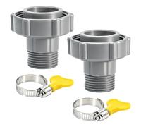 CYUXING 4Pcs Adaptateur Vidange Tuyau Piscine avec Pinces Jardin, Se Connecte aux Tuyaux Eau Jardin, Convient pour Bouchon Vidange Piscine Hors-Sol Coleman Bestway, Acier Inoxydable