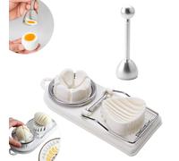 CZAYEFNH 2 en 1 Coupe Oeuf à la Coque Professionnel, Toqueur à Oeuf, Oeuf Trancheuse Cutter, Egg Cutter Slicer Tranches en Métal, Ouvre Oeuf Coque, Coupe Oeuf Coque (Blanc)