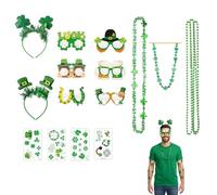 CZAYEFNH Accessoires Saint Patrick - Kit Complet avec Bandeaux, Lunettes, Colliers et Tatouages Temporaires, Parfait pour la Fête Saint Patrick, Idéal pour Hommes et Femmes