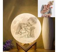 CZD Lampe Lune Personnalisée avec Photo 3D, 16 Couleurs Moon Lamp Personnalisé,Lampe Lune 3dveilleuse Lune,Lampe Lune 3D Personnalisé,Cadeau Personnalisable (3 Colors Tap,15CM)