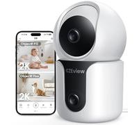 CZEview 2K+2K Caméra Surveillance Intérieur, Double Objectif, Vision Nocturne, 360° Caméra Animaux Domestiques, 2,4 & 5 GHz Wi-FI, Détection Mouvement (Blanche)