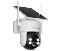 CZEview 2K/4K Camera Surveillance WiFi Extérieure Solaire sans Fil, System d'Alarme, 360° Caméra Exterieure Batterie, Détection Mouvement, Vision Nocturne en Couleur (Blanche, 2k)