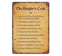 CZMDKEXM Chivalry The Knights Code Tin Sign for Home Office Dormitory Apartment Wall Decoration Medieval Quote Poster for History Fantasy Enthusiasts 8 X 12 inch