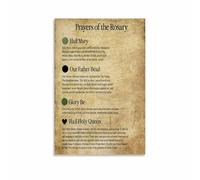 CZMDKEXM How To Pray The Rosary Guide Canvas Print Catholic Prayer Steps Wall-Art for Room Home Chapel or Gift(Framed,16x24inch(40x60cm))