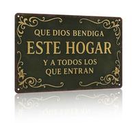 CZMDKEXM Retro Metal Sign Que Dios Bendiga Este Hogar Spanish House Blessing Wall-Art For Home Prayer Room Bedroom Foyer 8 X 12 inch