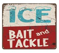 CZMDKEXM Rustic Angler Sign Vintage Retro Metal Wall-Art Ice Bait and Tackle Chart for Lake House Decor 8 X 12 in