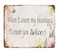 CZMDKEXM When I Count My Blessings You Twice Metal Sign Rustic Wall Decor with Quote Vintage Tin Art for Patio Garden or House 8 X 12 inch