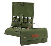 CZMYCBG Ensemble de Flacons à Épices Portables pour Pique-nique et Barbecue en Plein Air, Trousse de Rangement pour Assaisonnements de Camping, Sac de Rangement pour Ustensiles de Barbecue(Green)