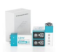 czvv Piles 9V Rechargeable Lithium - Haute Capacité 850mAh Lithium-ion - Anti-fuite et Durée de Vie Ultra Longue 10 ans - 1300 Fois Cycle - Détecteurs de Fumée, Radios, Microphones sans Fil (4 unités)