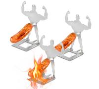 CZXCV Lot de 3 supports à saucisses pour barbecue debout en acier inoxydable, drôle et musclé, support pour rôtissoire à saucisses, accessoire de barbecue créatif, portable pour barbecue à gaz