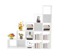czyuRachel Étagère d'escalier blanche avec 15 compartiments, bibliothèque en forme de L, étagère de séparation de pièce, étagère cube escalier pour salon, chambre à coucher, chambre d'enfant, bureau