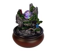 Czyurachel Fontaine de table, fontaine de chambre, cascade, porte-bonheur avec énergie Feng Shui, fontaine intérieure avec LED, décoration Feng Shui, cadeau de meilleurs vœux, 16 x 20 cm