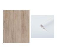 d-c-fix Papier adhésif pour Meuble Effet Bois Santana Chêne Citron Vert - Film Autocollant décoratif & Papier adhésif pour Meuble uni-Colore Mat Blanc - Film Autocollant décoratif Rouleau Vinyle