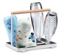 D&D Living Porte-Bouteille pour SodaStream - Seche Gourde Égouttoir pour Bouteilles de Tous Types : Duo, Crystal, Easy, Bouteilles à Boire et biberons - Support de séchage Universel (Métal, Blanc)